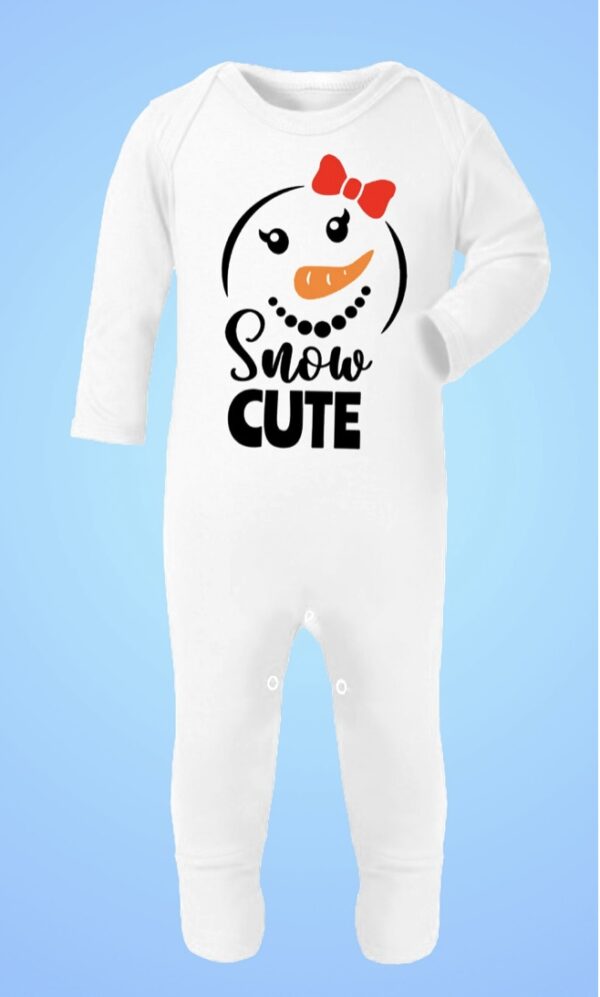 white sleepsuit with snow cute print
