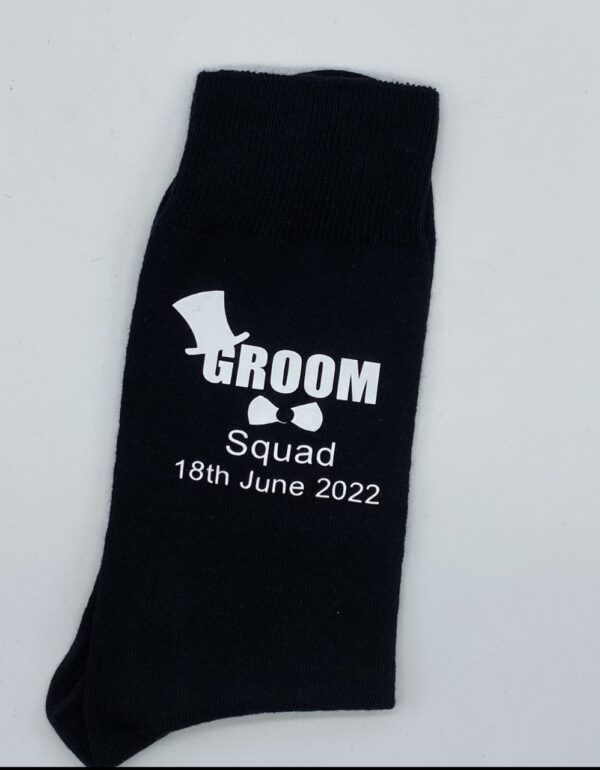 personalized wedding socks for the groom squad