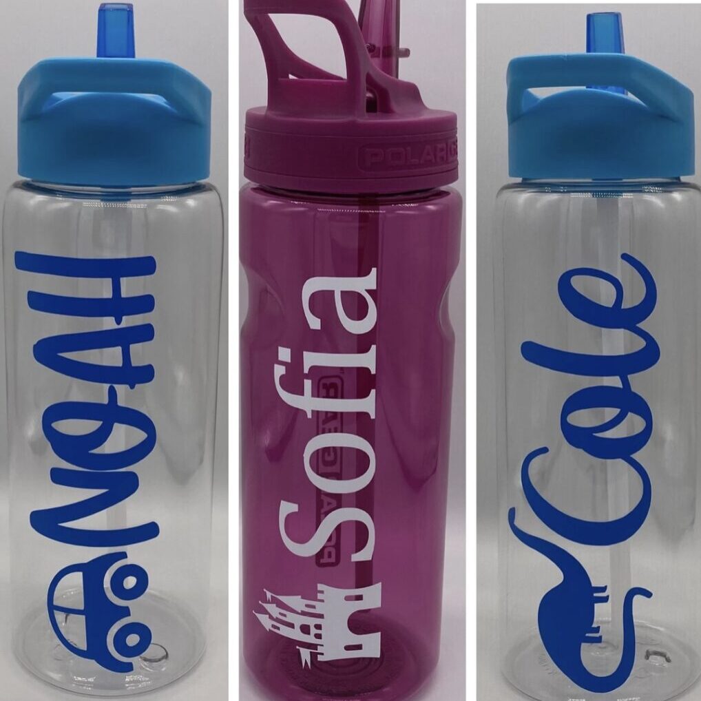 three tumblers with different names